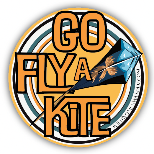 Go Fly a Kite Sticker in Orange Yellow and Teal by Wild Women Wander